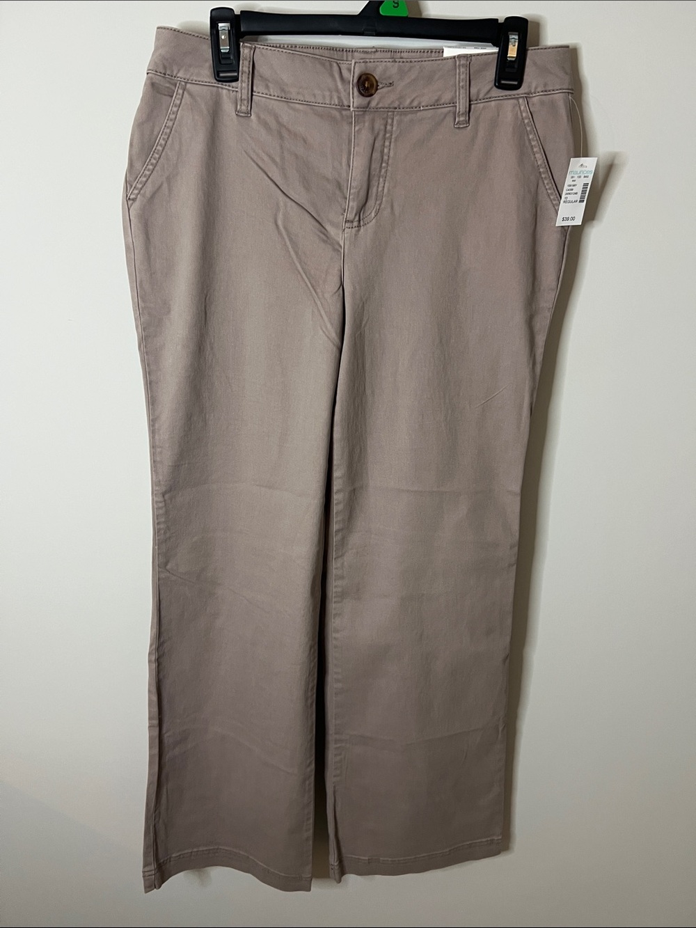 Maurices Chino Wide Leg, Mid Rise Pants in Taupe/Mauve
